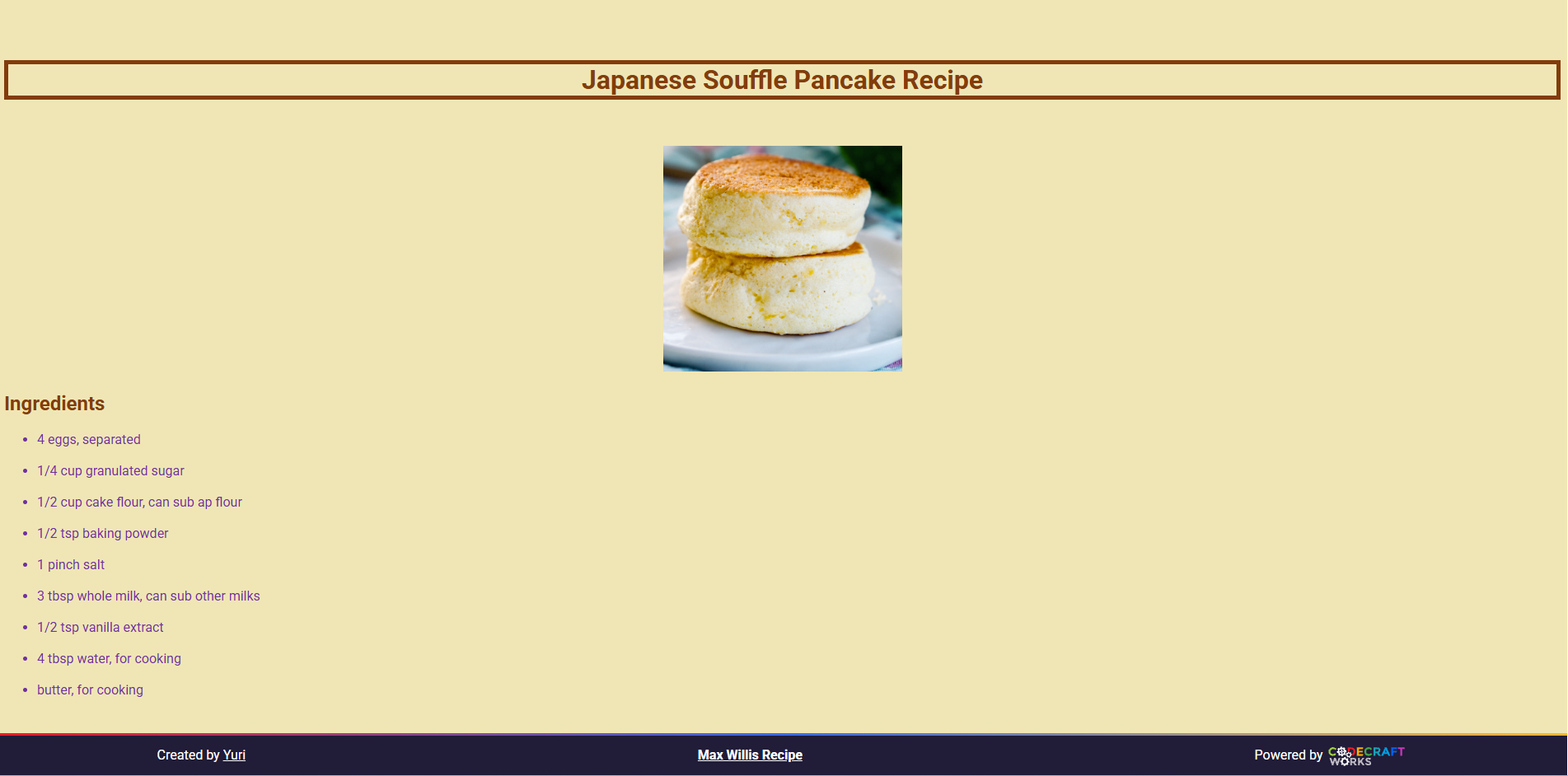 Max Willis Recipe